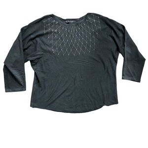 Ashley Stewart Studded Embellished Black Silver Pullover Sweater Plus sz 22/24